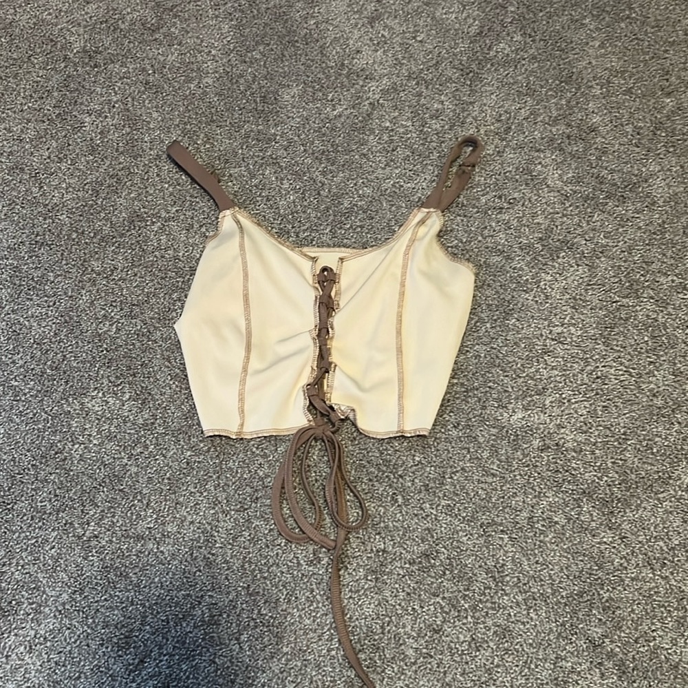 Lace-up Crop Cami Top & Thumb Holes Arm Sleeve